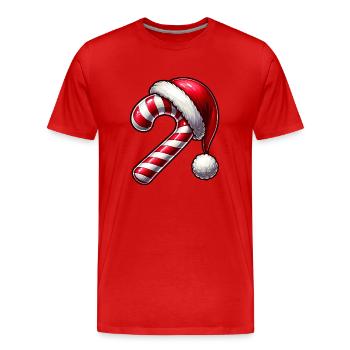 Weihnachten Zuckerstange mit Mütze - Männer Premium Bio T-Shirt - Rot - Vorne - Damien (186cm)