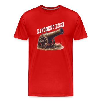 CANNON FEVER - Men's Premium Organic T-Shirt - red - Front - Damien (186cm)