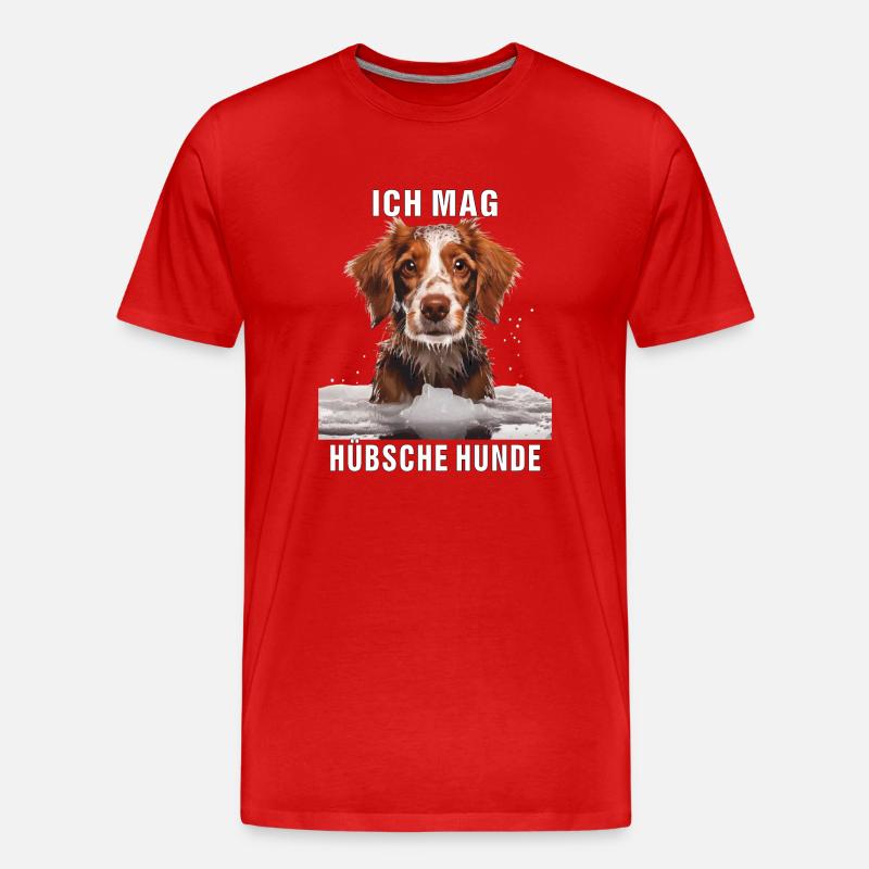 HUNDE ICH MAG HÜBSCHE HUNDE - Männer Premium Bio T-Shirt - Rot
