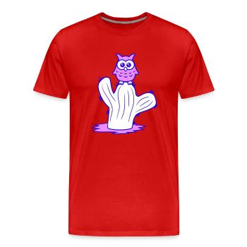 Cactus Owl Sitting Cacti Night Bird Cute Cute - Men's Premium Organic T-Shirt - red - Front - Damien (186cm)