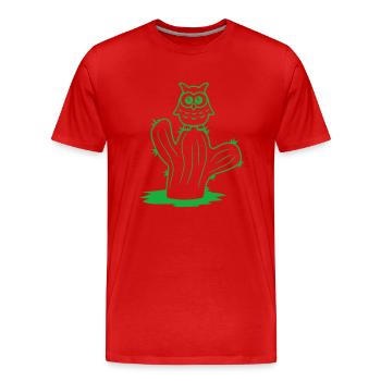 Cactus Owl Sitting Cacti Night Bird Cute Cute - Men's Premium Organic T-Shirt - red - Front - Damien (186cm)