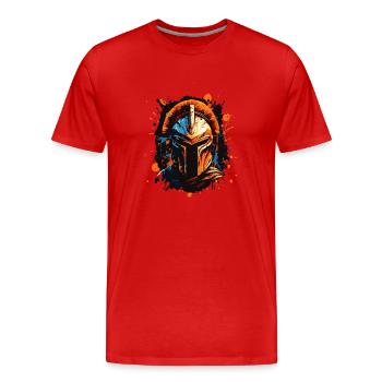 Spartaner Helm - Männer Premium Bio T-Shirt - Rot - Vorne - Damien (186cm)