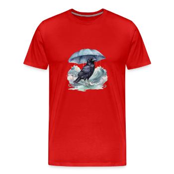 Vogel Vögel Regenschirm Wetter Küste Meer - Männer Premium Bio T-Shirt - Rot - Vorne - Damien (186cm)