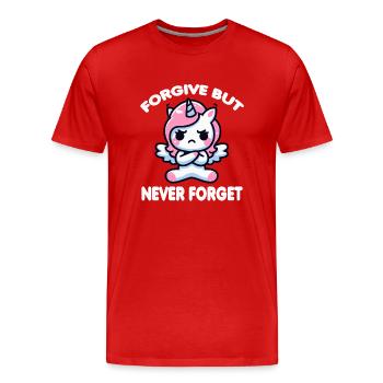 Forgive But Never Forget Cute Unicorn Funny - Men's Premium Organic T-Shirt - red - Front - Damien (186cm)
