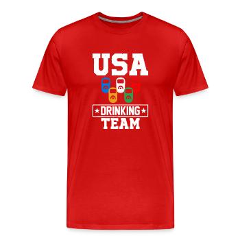 USA Drinking Team Dicton de boisson amusant - T-shirt bio Premium Homme - rouge - Devant - Damien (186cm)