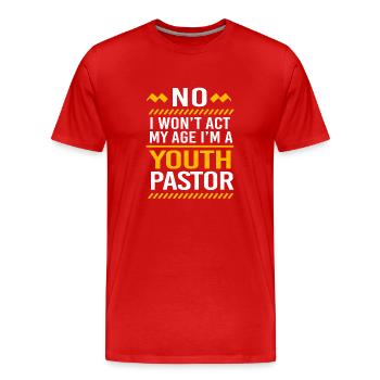 Pasteur des jeunes - T-shirt bio Premium Homme - rouge - Devant - Damien (186cm)