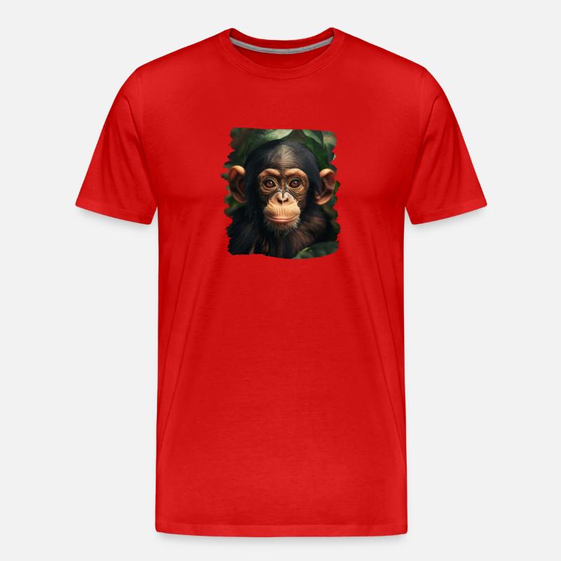 Chimpanzee Schimpansen Schimpanse - Männer Premium Bio T-Shirt - Rot