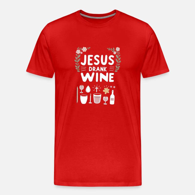 Jesus Drank Wine 8 - Männer Premium Bio T-Shirt - Rot