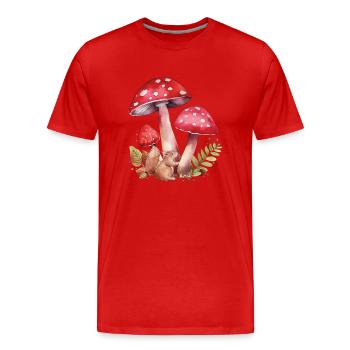 Niedliches Eichhörnchen mit roten Champignons Cute - Männer Premium Bio T-Shirt - Rot - Vorne - Damien (186cm)