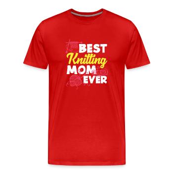 Beste Strick Mama Aller Zeiten - Männer Premium Bio T-Shirt - Rot - Vorne - Damien (186cm)