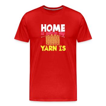 Stricken Zuhause Ist Wo Mein Garn Ist - Männer Premium Bio T-Shirt - Rot - Vorne - Damien (186cm)