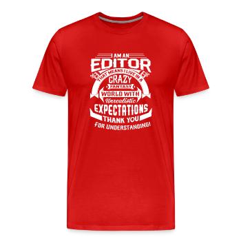 Editor I Am An Editor - Men's Premium Organic T-Shirt - red - Front - Damien (186cm)