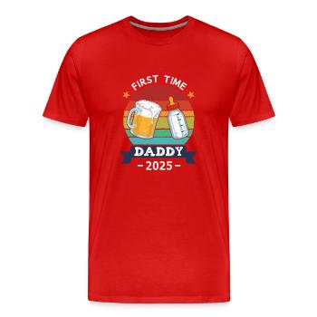 First Time Daddy 2025 - Men's Premium Organic T-Shirt - red - Front - Damien (186cm)