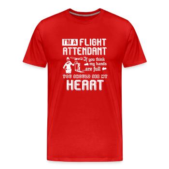 Flight Attendant Flight Attendant Full Heart - Men's Premium Organic T-Shirt - red - Front - Damien (186cm)