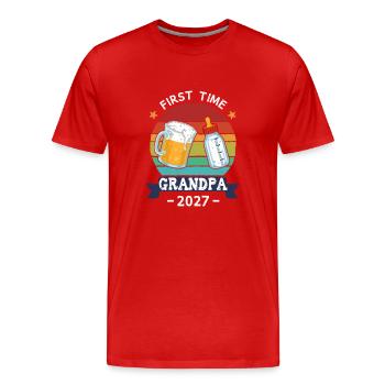 First Time Grandpa 2027 - Men's Premium Organic T-Shirt - red - Front - Damien (186cm)