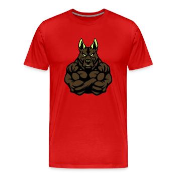 Chien fort - T-shirt bio Premium Homme - rouge - Devant - Damien (186cm)