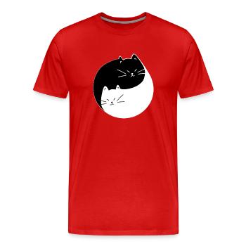 Schwarz-weiße Katzen Design Black and White Cats - Men's Premium Organic T-Shirt - red - Front - Damien (186cm)