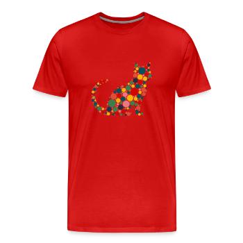 Chat pointillé Fun Mignon Coloré Tacheté - T-shirt bio Premium Homme - rouge - Devant - Damien (186cm)
