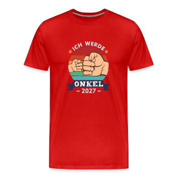 I'm going to be an uncle in 2027 - Men's Premium Organic T-Shirt - red - Front - Damien (186cm)