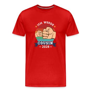 I'm going to be a cousin 2028 Pregnancy-to-be - Men's Premium Organic T-Shirt - red - Front - Damien (186cm)