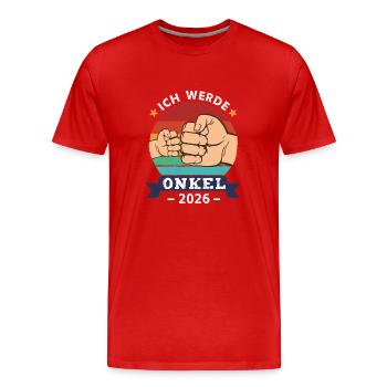 Ich werde Onkel 2026 - Männer Premium Bio T-Shirt - Rot - Vorne - Damien (186cm)