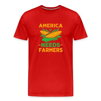 Farmer Farmer Farmer's Wife Farm - Men's Premium Organic T-Shirt - red - Front - Damien (186cm)