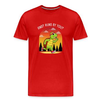 And? Runs By You? German Proverbs - Men's Premium Organic T-Shirt - red - Front - Damien (186cm)
