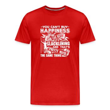 Slacklining Happiness - Men's Premium Organic T-Shirt - red - Front - Damien (186cm)