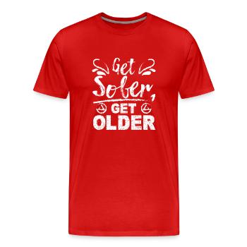 Sobriété Devenir sobre Vieillir - T-shirt bio Premium Homme - rouge - Devant - Damien (186cm)