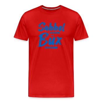 Sabbelbüx Plattdeutsch blau - Männer Premium Bio T-Shirt - Rot - Vorne - Damien (186cm)