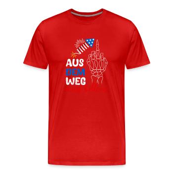 Feuerwerk AUS DEM WEG MUSS BÖLLERN Lustiges - Männer Premium Bio T-Shirt - Rot - Vorne - Damien (186cm)