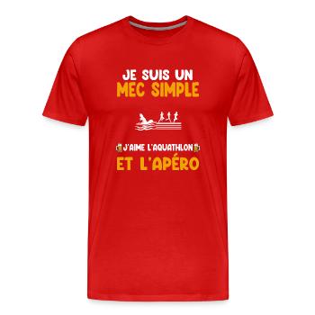 Simple guy aquathlon aperitif aqueathlete humor - Men's Premium Organic T-Shirt - red - Front - Damien (186cm)