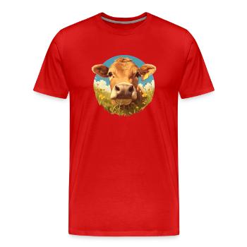 Vaches Vache - T-shirt bio Premium Homme - rouge - Devant - Damien (186cm)