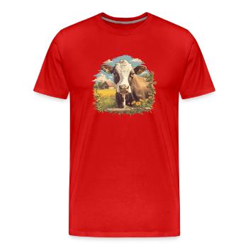Kühe Kuh - Männer Premium Bio T-Shirt - Rot - Vorne - Damien (186cm)