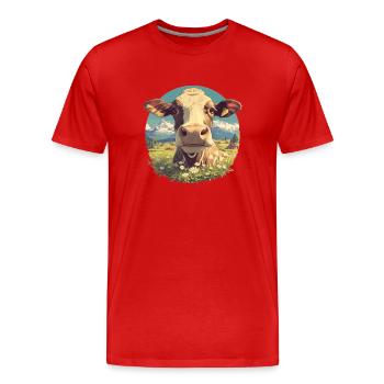 Vaches Vache - T-shirt bio Premium Homme - rouge - Devant - Damien (186cm)