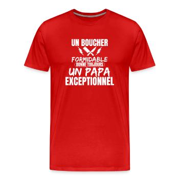 BOUCHER FORMIDABLE - T-shirt bio Premium Homme - rouge - Devant - Damien (186cm)