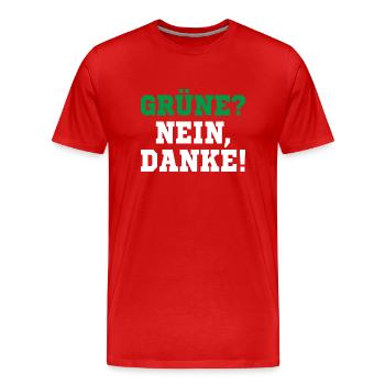 Grüne nein Danke! - Männer Premium Bio T-Shirt - Rot - Vorne - Damien (186cm)