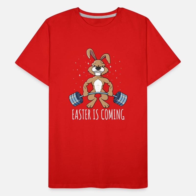 Exercising Easter Bunny Happy Easter Bodybuilding Men's Premium Organic T-Shirt