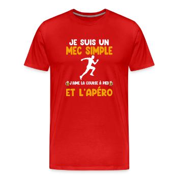 Simple guy running aperitif runner humor - Men's Premium Organic T-Shirt - red - Front - Damien (186cm)