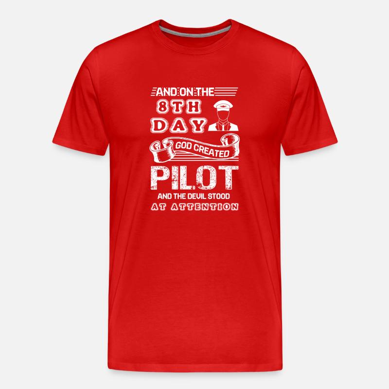 Pilot God Created Pilot - Men's Premium Organic T-Shirt - red
