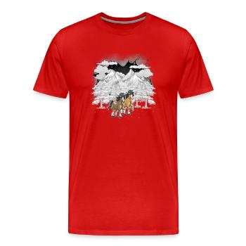Noël Autriche Tyrol Hiver Montagnes Chevaux - T-shirt bio Premium Homme - rouge - Devant - Damien (186cm)