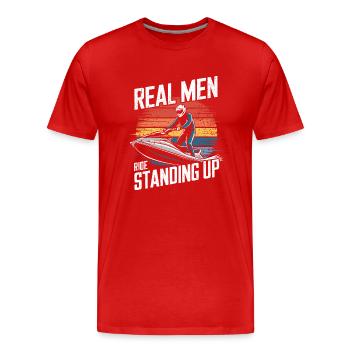 Adrénaline sur l’eau - T-shirt bio Premium Homme - rouge - Devant - Damien (186cm)