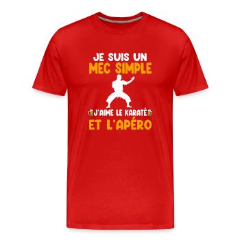 Mec simple karaté apéro karatéka humour - T-shirt bio Premium Homme - rouge - Devant - Damien (186cm)