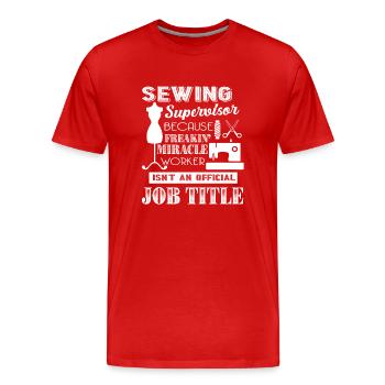 Sewing Supervisor Sewing Supervisor Job title - Men's Premium Organic T-Shirt - red - Front - Damien (186cm)