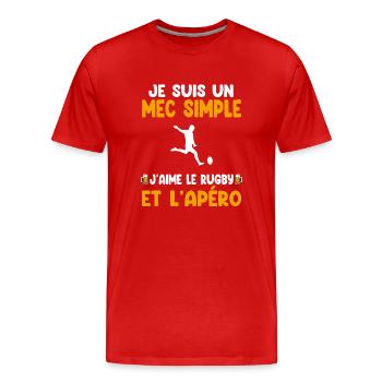 Simple guy rugby aperitif rugby player humor - Men's Premium Organic T-Shirt - red - Front - Damien (186cm)