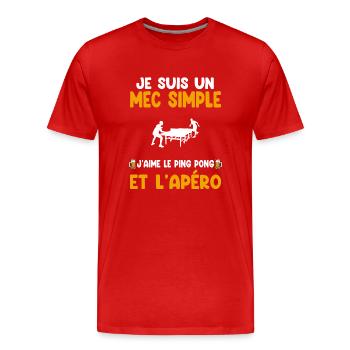 Simple guy ping pong aperitif table tennis humor - Men's Premium Organic T-Shirt - red - Front - Damien (186cm)