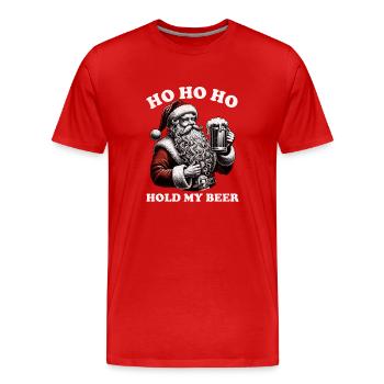 HO HO HO Hold My Beer - T-shirt bio Premium Homme - rouge - Devant - Damien (186cm)