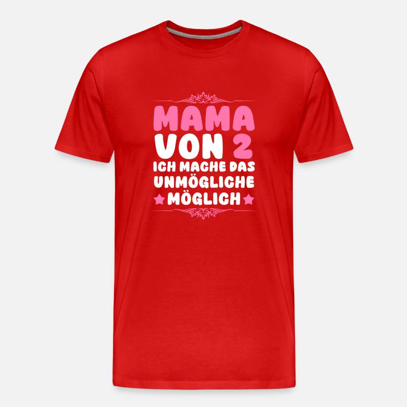 Mama Von 2 Kindern - Männer Premium Bio T-Shirt - Rot