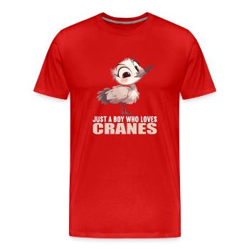 Kraniche Kranich - Männer Premium Bio T-Shirt - Rot - Vorne - Damien (186cm)