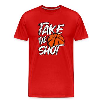 Baller Take Shot Hoops Basketball - Men's Premium Organic T-Shirt - red - Front - Damien (186cm)